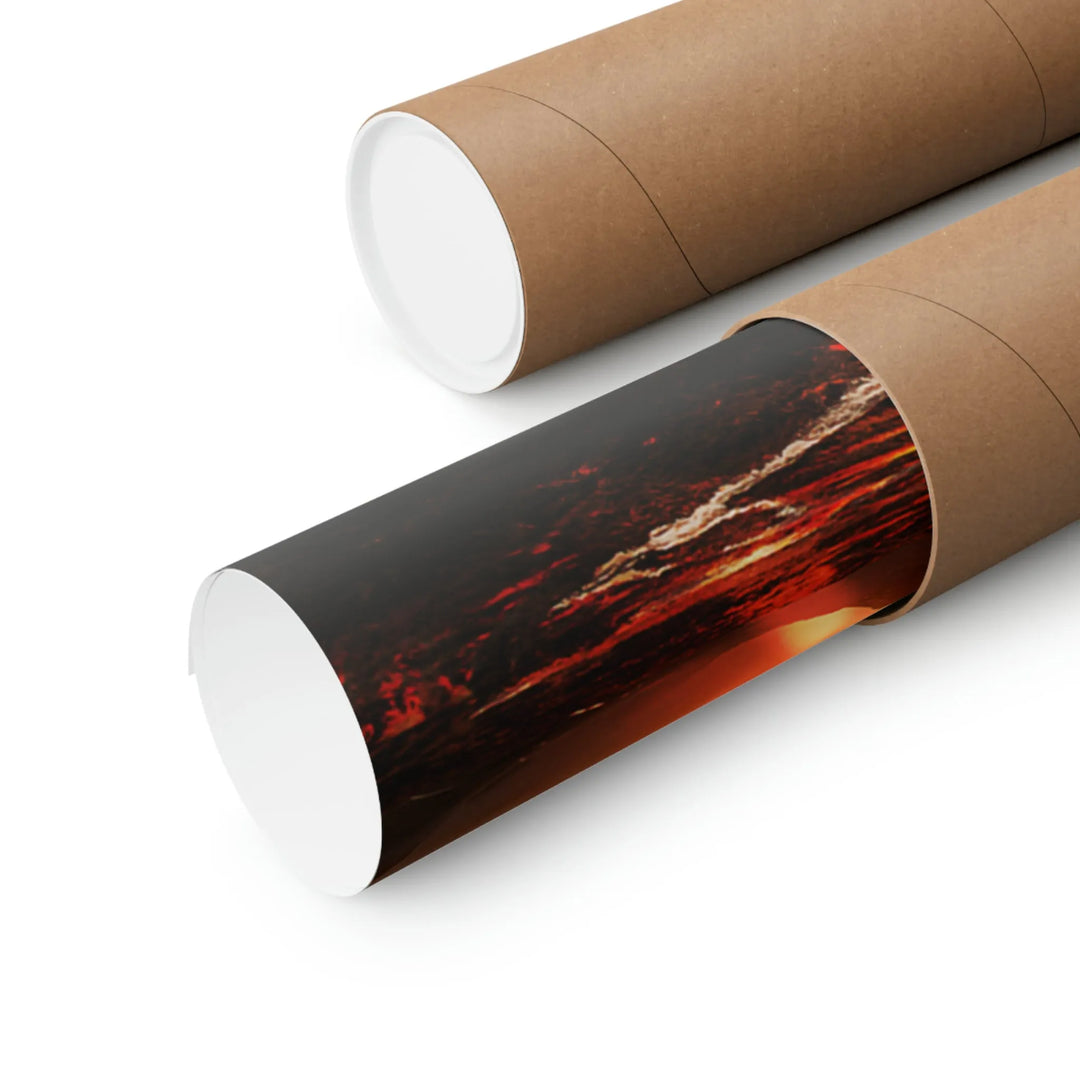 A rolled up Firesight poster in a packaging tube