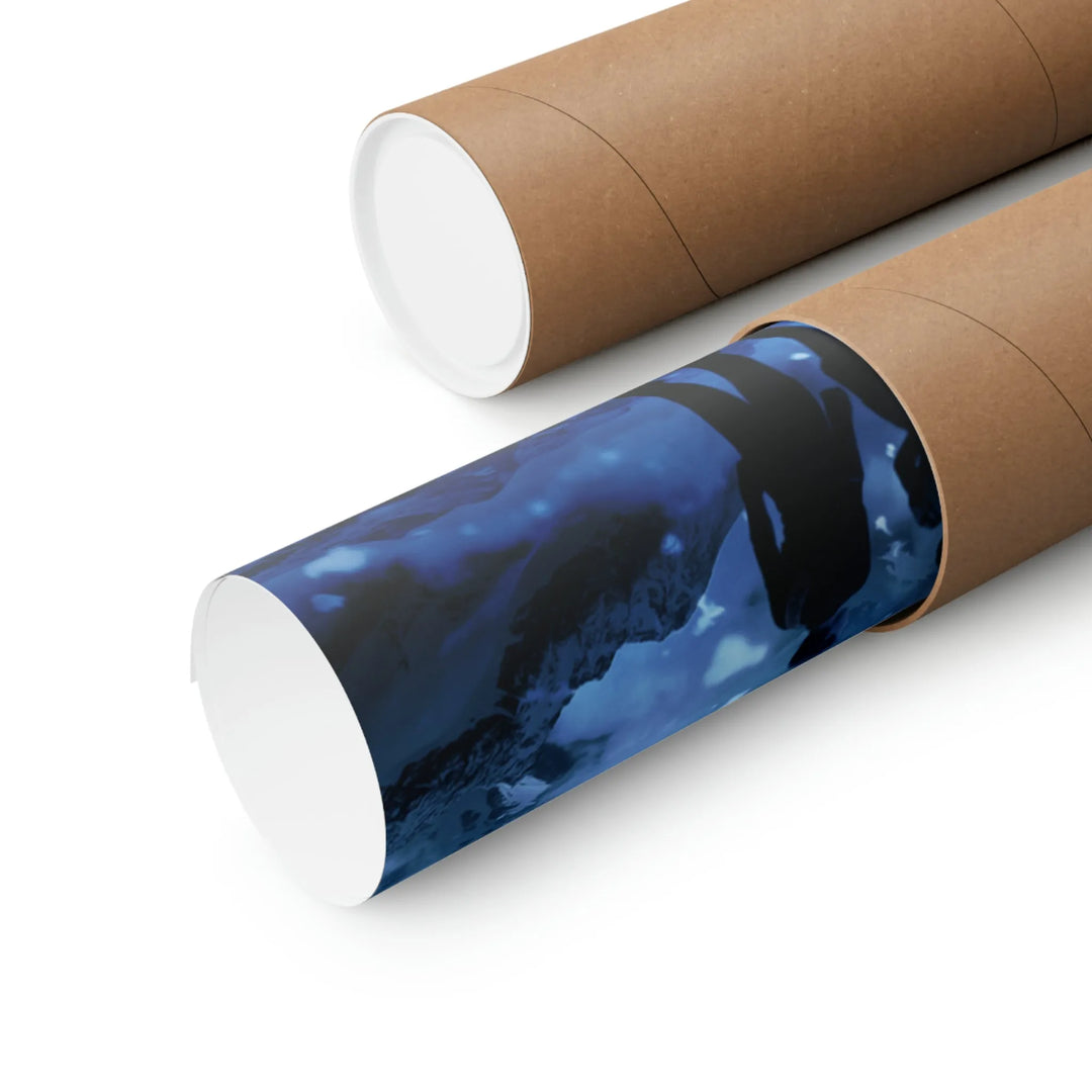 A rolled up Frostsight poster in a packaging tube