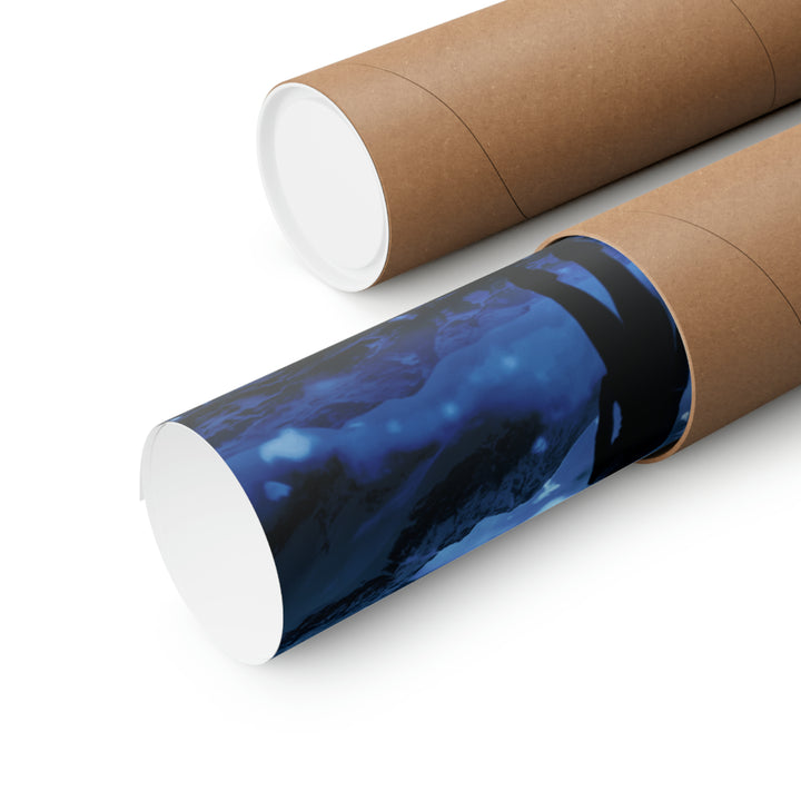 A rolled up Frostsight poster in a packaging tube
