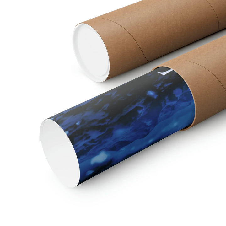 A rolled up Frostsight poster in a packaging tube