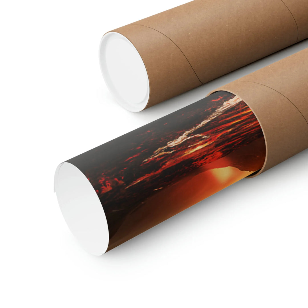A rolled up Firesight poster in a packaging tube