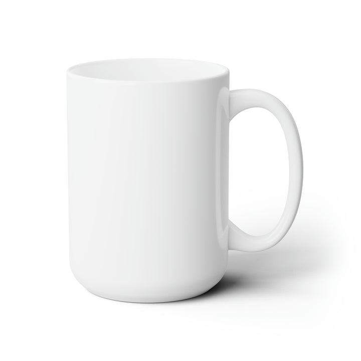Back of a white mug. There is no design on the back of the mug.