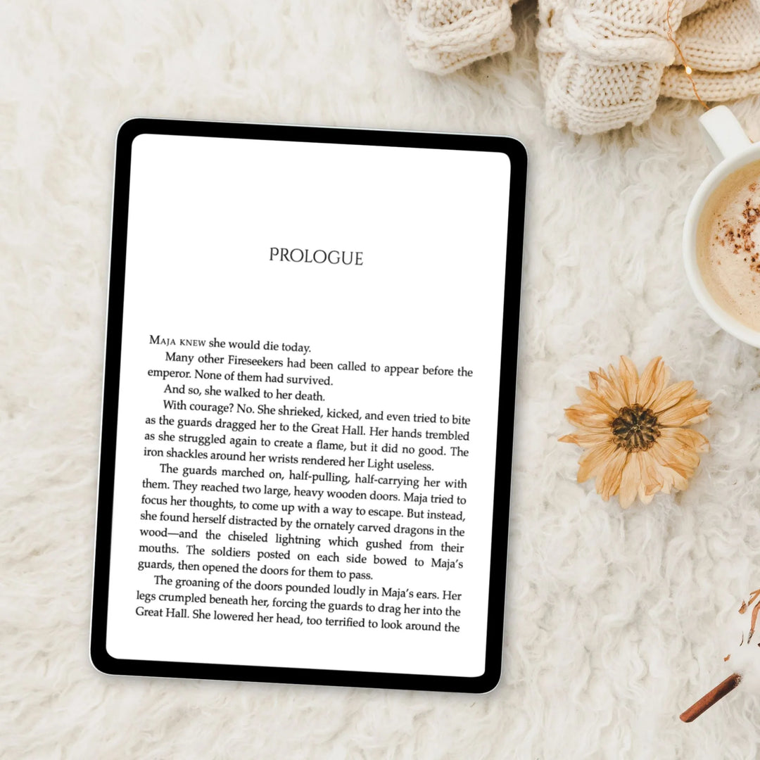 Firesight ebook opened to the first page of the prologue (which can be read on the product page below the image)