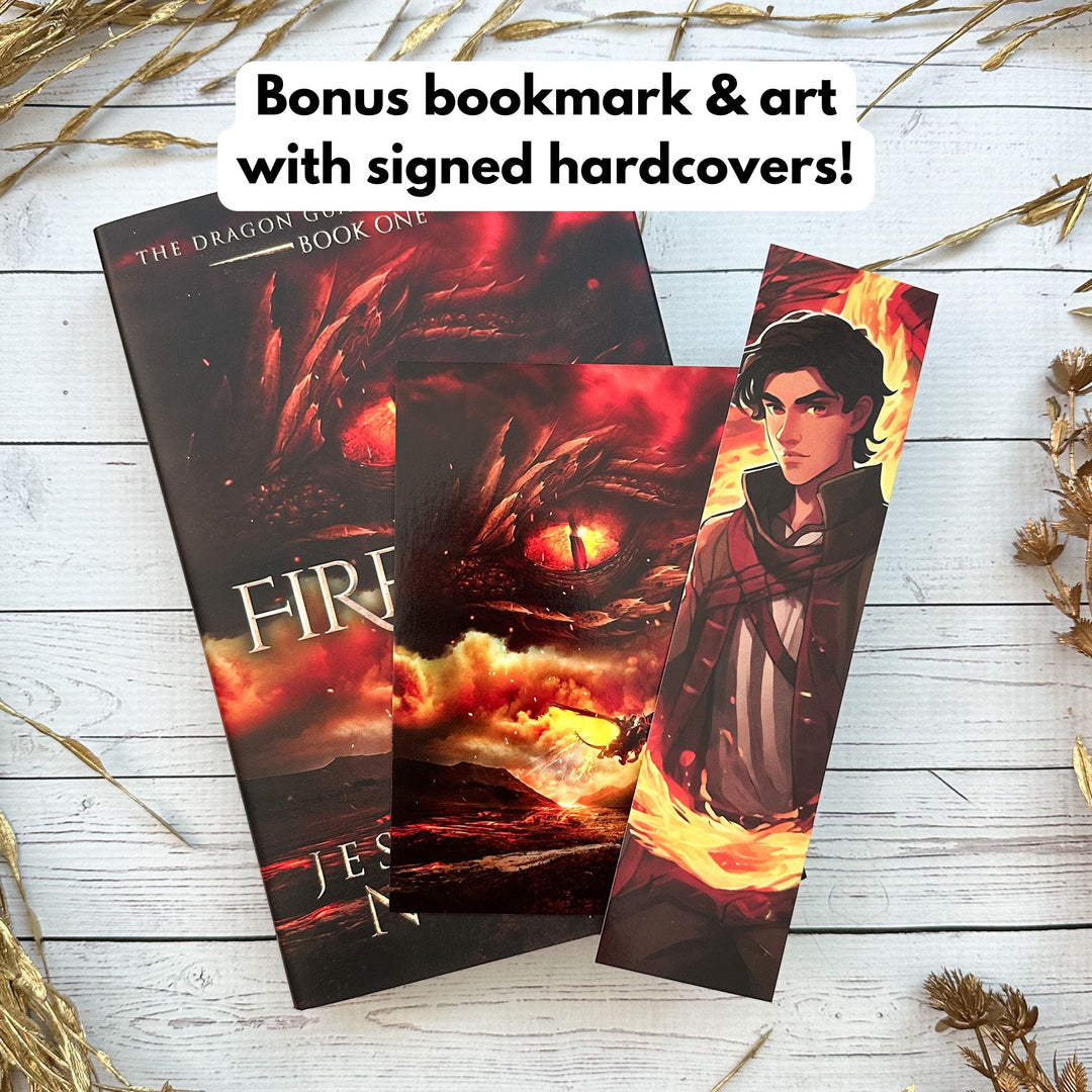 Firesight signed hardcovers come with bonus bookmark featuring Tiber and bonus cover art postcard#autograph-option_signed-by-author