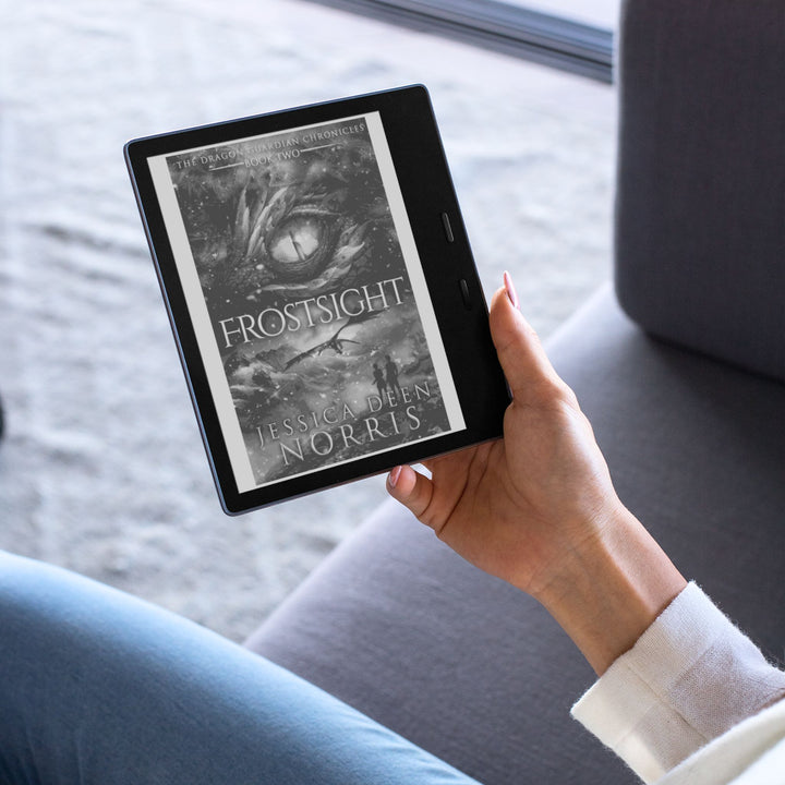 Frostsight ebook cover shown on Kindle device