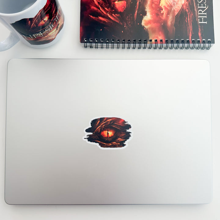 Firesight dragon eye sticker on a laptop