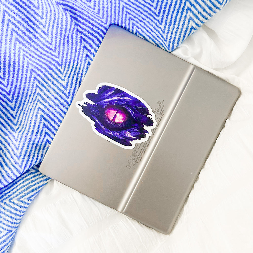 Stormsight dragon eye sticker on a Kindle