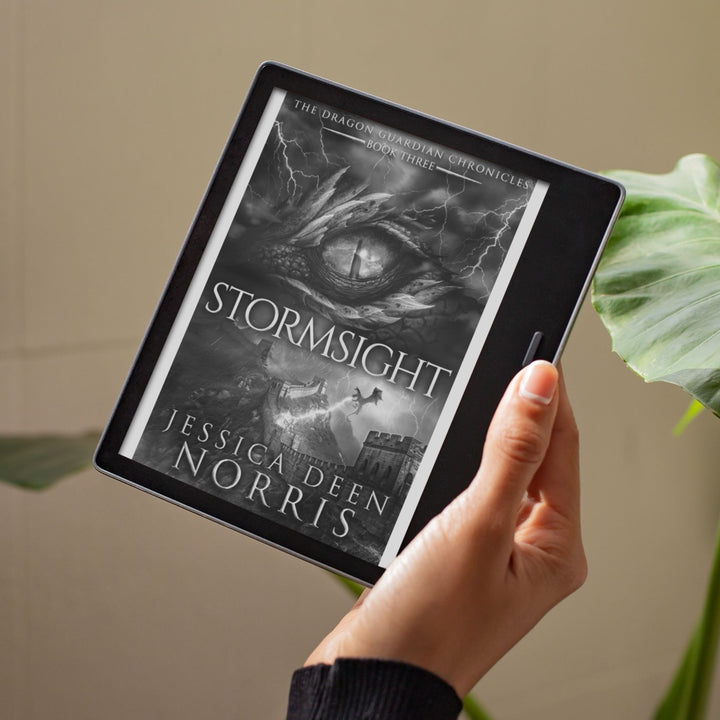 Stormsight ebook cover shown on Kindle device